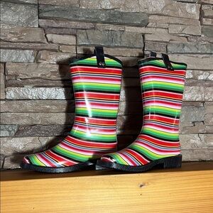 Blazin Roxx Colorful Rainbow Striped Rain Boots New in box